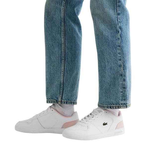 Lacoste Womens/Ladies T-Clip Leather Low Cut Flat Trainers - White/Pink - 