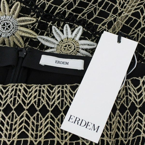 Erdem luxurious gold and silver Guipure lace skirt in an art deco pattern