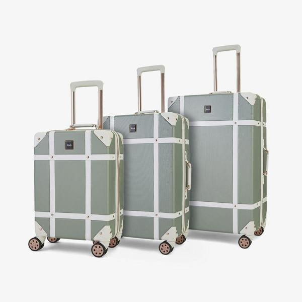 Rock Luggage Vintage Hard Shell Luggage Trunk Suitcase Set
