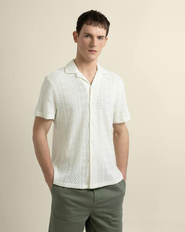 Larsson & Co Tait - Diamond Crochet Short Sleeve Shirt
