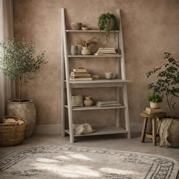 Wyld Haus Athy Grey Wooden Ladder Desk 5 Shelves