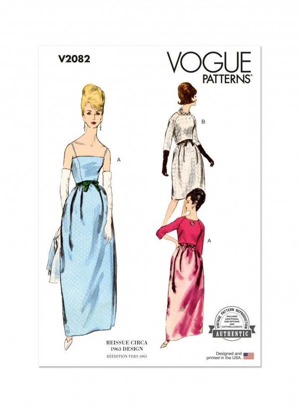 Vogue Sewing Pattern 2082, Dresses, Jackets, Vintage Style for Women, B5 (8-10-12-14-16) - Intermediate