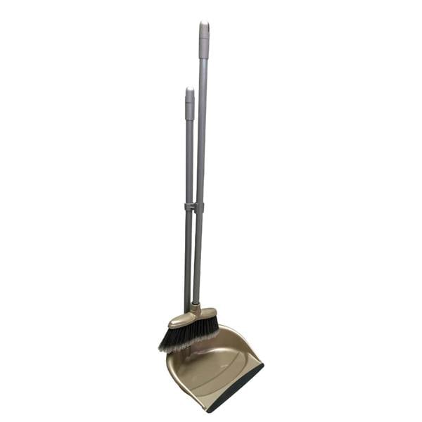 Leecroft Long Handle Folding Dustpan & Brush Set - One Colour