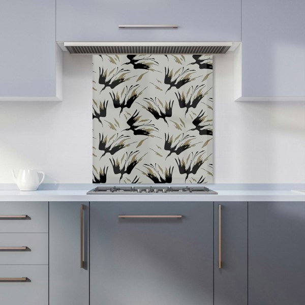 Warren Reed - Designer Black And Gold Fire Bird Silhouettes Kitchen Splashback