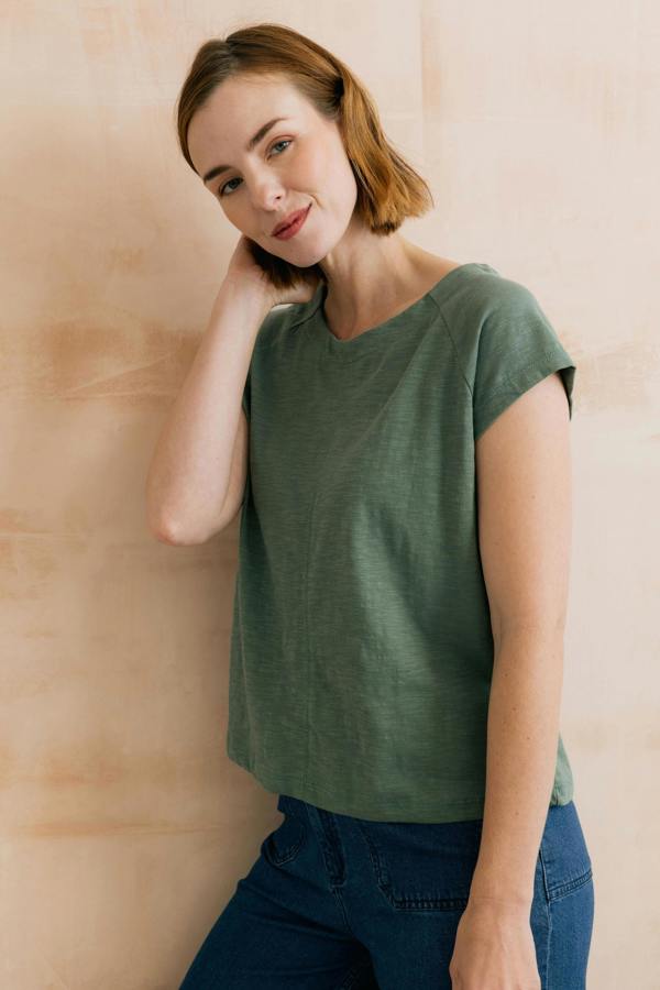 Lily & Me Tidal Organic Cotton T-Shirt Laurel Green