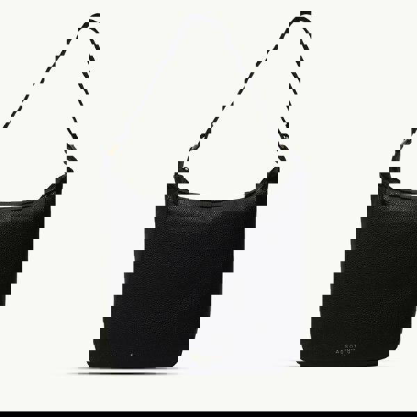 Assots London 'BIANCA' Black Pebble Grain Leather Slouchy Hobo Bag