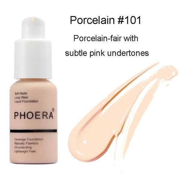 Phoera Flawless Matte Liquid Foundation - Full Coverage Oil-Free Makeup - 30ml