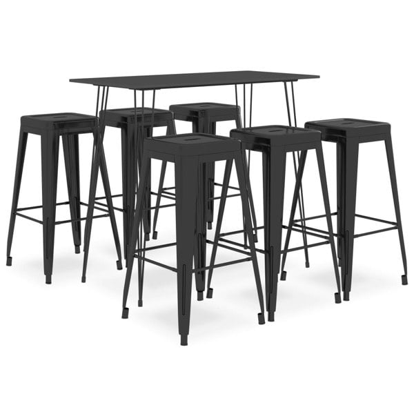 Berkfield 7 Piece Bar Set Black