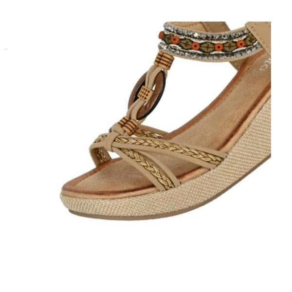 Cipriata Womens/Ladies Jewelled Platform Heel Sandals - Beige - 