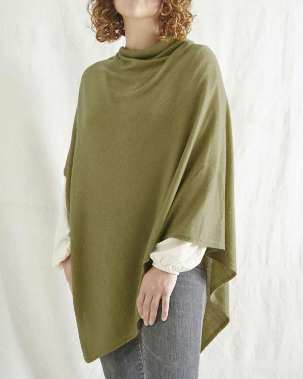 British Boxers Women's Luxury Merino Wool Cowl Poncho – Olive