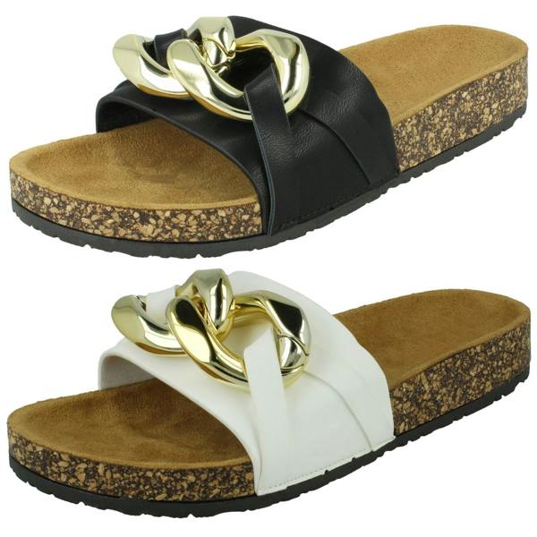 Spot On Ladies Spot On Chain Design Mules F00393
