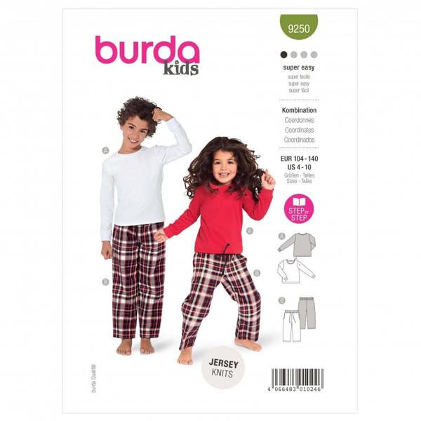 Burda Sewing Pattern 9250 Pyjamas For Kids, 4-10 (104-140) - Easy