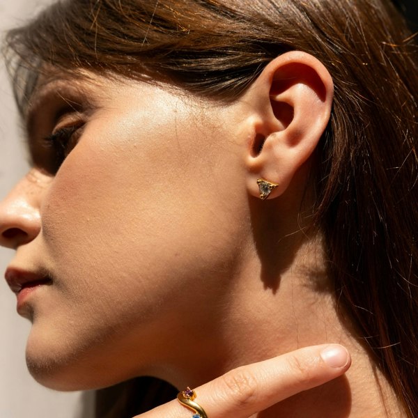 Spero London Triangle Sterling Silver Stud Earring