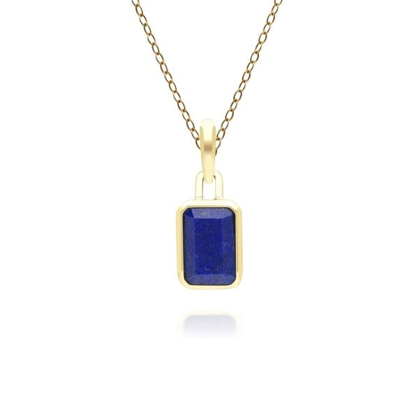 Gemondo Classic Baguette Lapis Lazuli Pendant Necklace in 9ct Yellow Gold