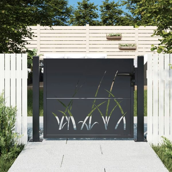 Berkfield Garden Gate Anthracite 105x80 cm Steel Grass Design