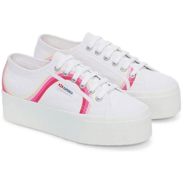 Superga 2790 Round Stripes Women's Trainers - White/Shaded Blue