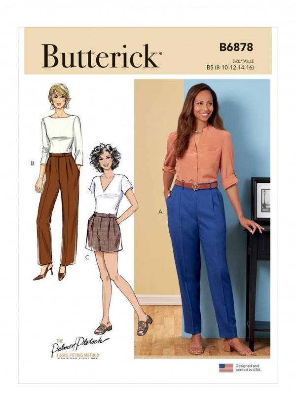 Butterick Sewing Pattern 6878, Trousers, Shorts for Women, B5 (8-10-12-14-16) - Intermediate
