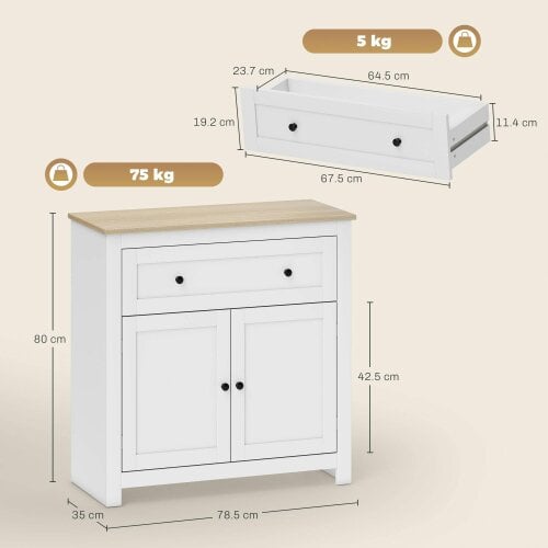 Wyld Haus Venisa White Modern Sideboard With Drawer Storage Double Doors And Drawer