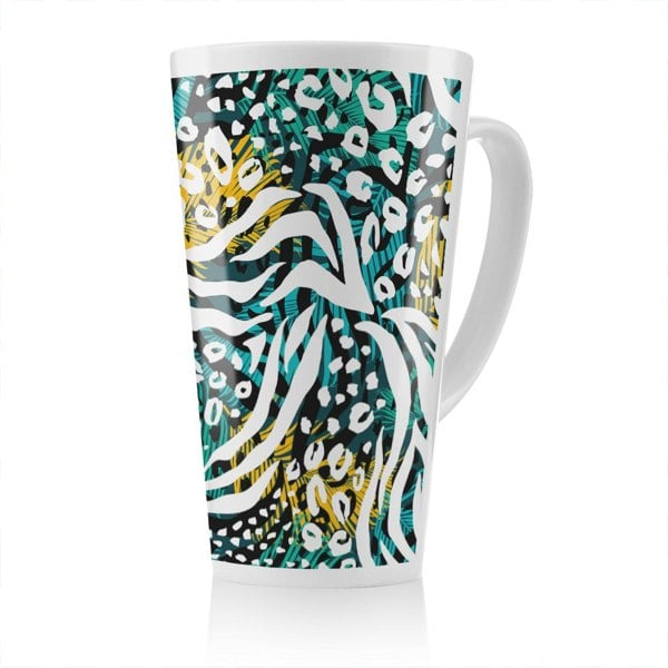 Benjamin Tate Design Tropical Leaves & Animal Print Latte Mug