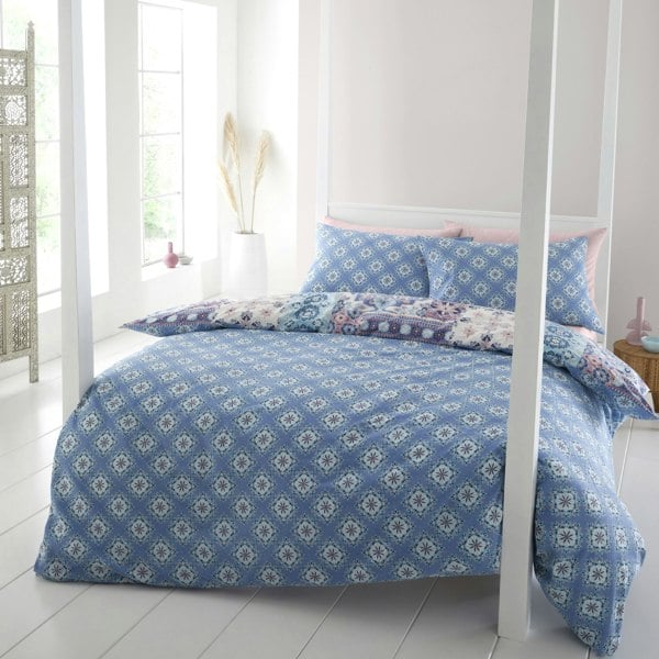 Catherine Lansfield Boho Patchwork Reversible Duvet Cover Set