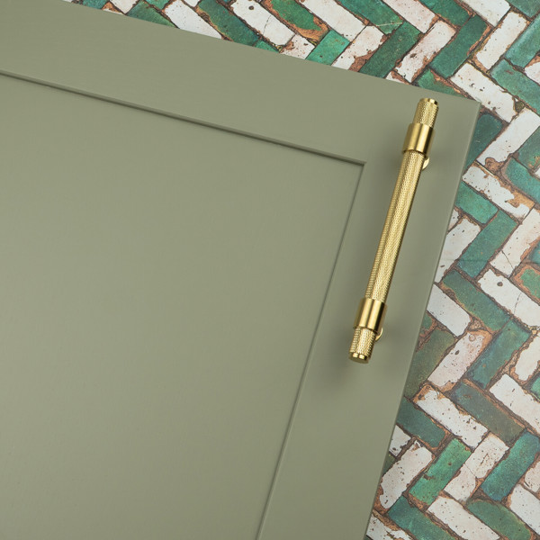 Handle & Home Satin Brass Knurled Handles with Clasp Detailing