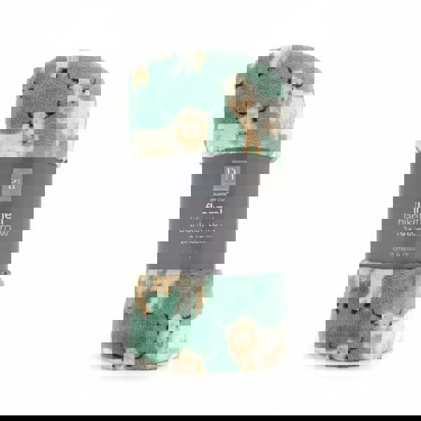 HomeSpace Direct Highland Cow Green Throw