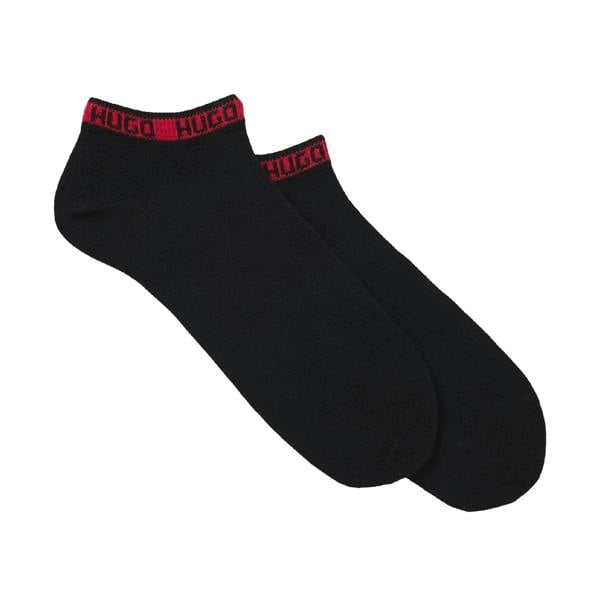 Hugo Mens Cuffed Branded Ankle Socks (Pack of 2) - Black - 
