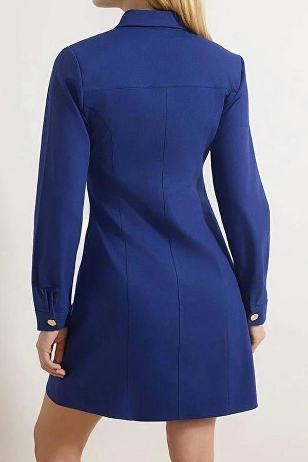 WOVCOR Buttoned Mini Gabardine Woven Dress