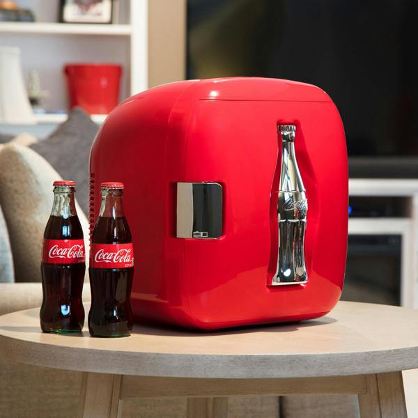 Coca-Cola 7.9L Mini Fridge – 12-Can Portable Cooler for Bedroom, Travel or Game Room (Red)