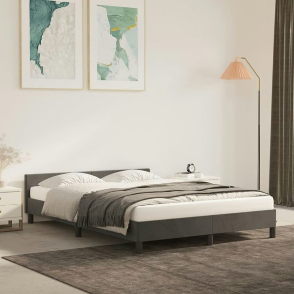 Berkfield Bed Frame with Headboard Dark Grey 180x200cm 6FT Super King Velvet