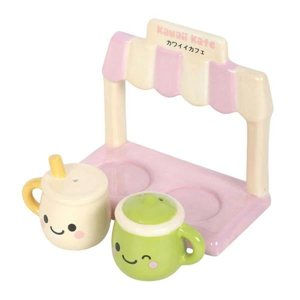 Kingsbury Gifts Latte Cup Shaped Salt and Pepper Shakers With Stand