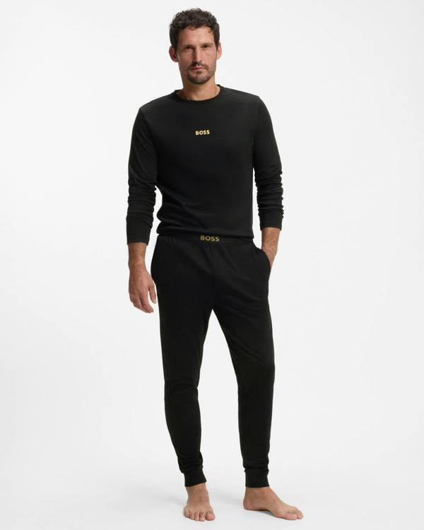 BOSS Orange Xmas Long Pyjama Set - Black 001 | CHO | Designer Mens,Pyjamas Loungewear & Robes,Pyjamas