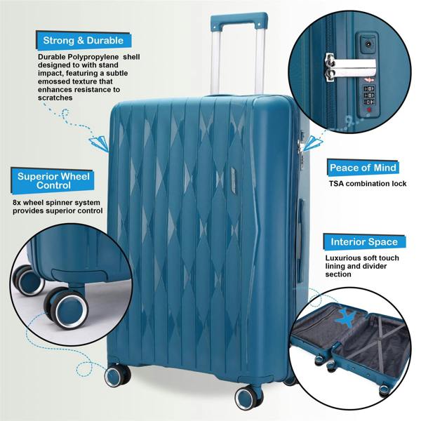Infinity Luggage Robust Hard Shell Cabin Suitcase 37.5 x 20.5 x 55 cm TSA Luggage Suitable for Easyjet, Ryanair, Wizzair