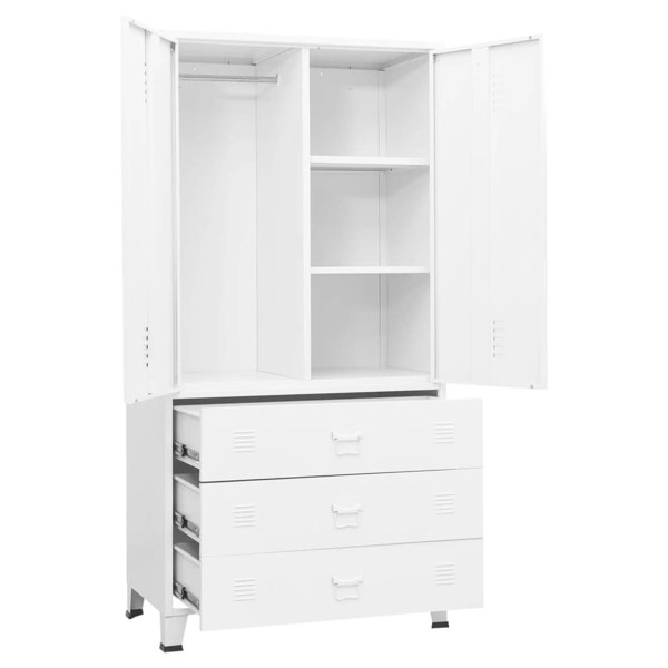 Berkfield Industrial Wardrobe White 90x50x180 cm Metal