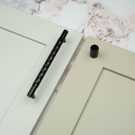 Handle & Home Black Solid Brass Diamond Knurled Handle & Coordinating Knob