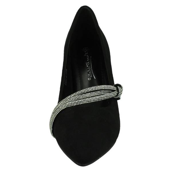 Anne Michelle Ladies Anne Michelle High Heel Pointed Toe Court Shoe with Diamante Twist Knot F90118