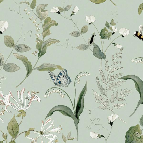 Sophie Allport Wild Floral Pale Mint Wallpaper