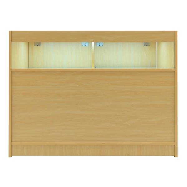 Maple Iris LED shop counter set featuring a sleek design with a smooth finish, illuminated display areas, and a spacious surface for products