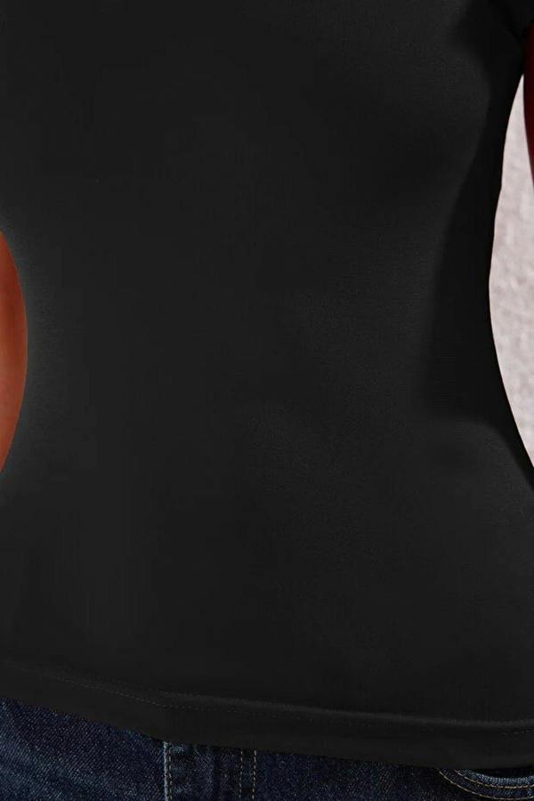 WOVCOR Knit Blouse with Asymmetrical Collar Tie Detail