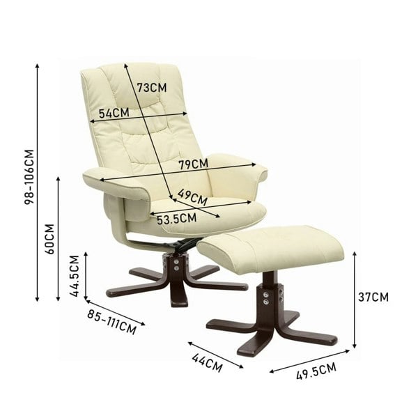 PU Leather Swivel Chair Recliner Armchair with Footstool Armchairs Living and Home