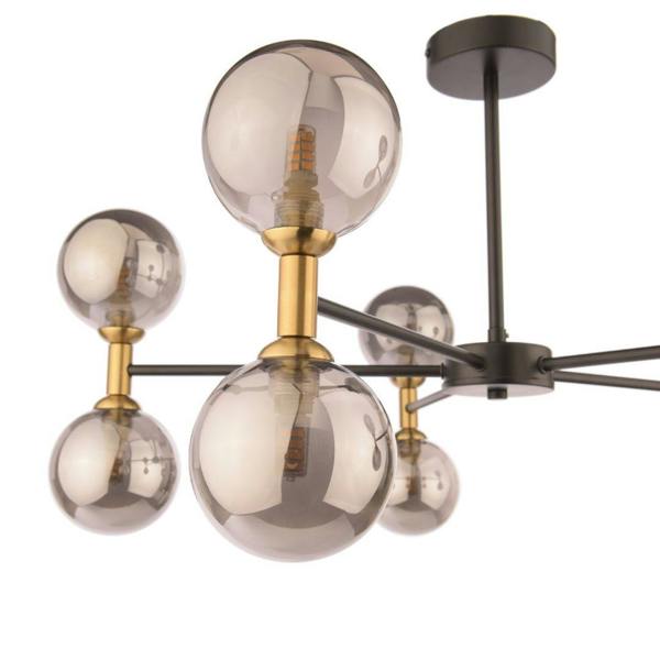 Pagazzi Lighting Loxley 10 Light Black & Gold Semi Flush Ceiling Light
