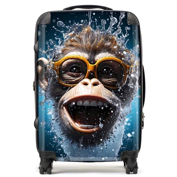 Warren Reed Splashart Cheeky Chimp Face Suitcase