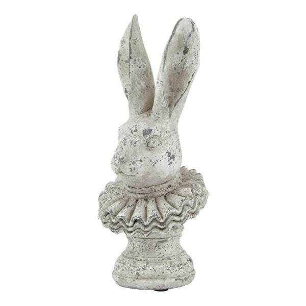 Hill Interiors Stone Effect Ruffle Hare Ornament - Grey
