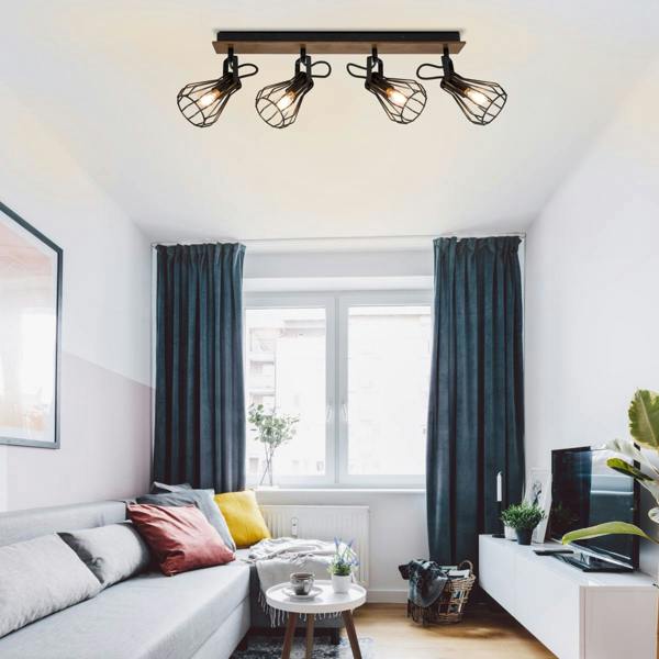 COSYLYTE Kendan 4 Light Matt Black Wire Shade Spotlight