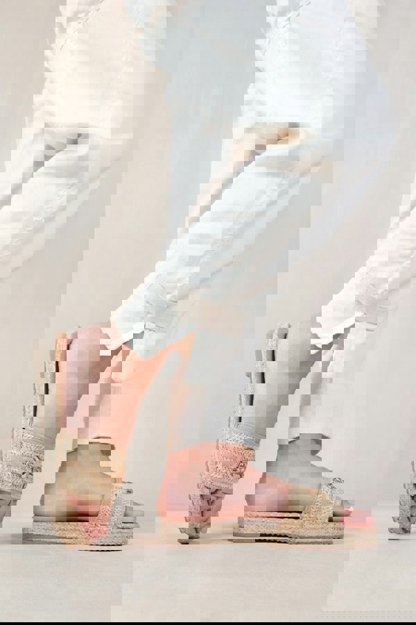 Where's That From Jupiter Single Strap Flat Sandals With Thread Design and Golden Detailing in Mocha