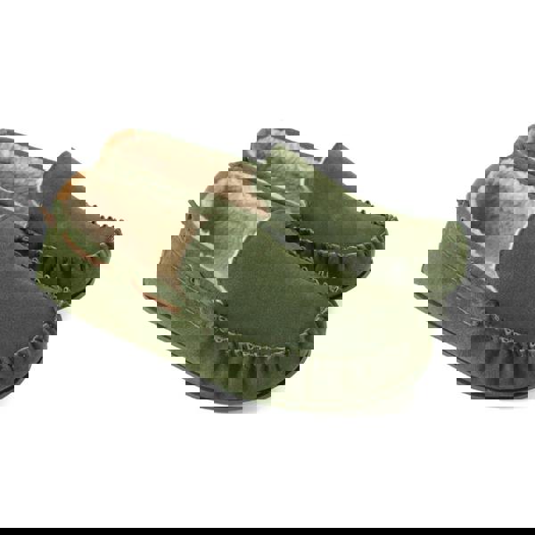 Eastern Counties Leather Mens Owen Berber Suede Moccasins - Olive - 