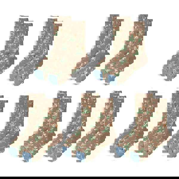 Anyfootwear 5 Pairs Size 5-9 of Fashion Long Sock Cartoon Personalized Nature Bulk Flowers For Men Woman Foot Cold Winter Warm Comfortable Accessories