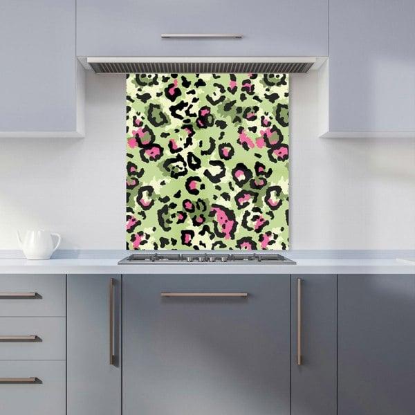 Warren Reed - Designer Green And Pink Leopard Print Kitchen Splashback