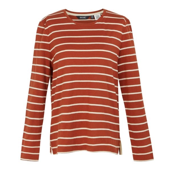 Regatta Womens/Ladies Federica II Stripe Long-Sleeved T-Shirt - Red Ochre/Light Vanilla