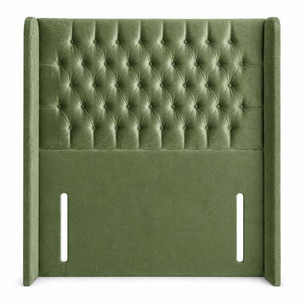 Great British Beds Chesterfield Winged Headboard - Green Plush